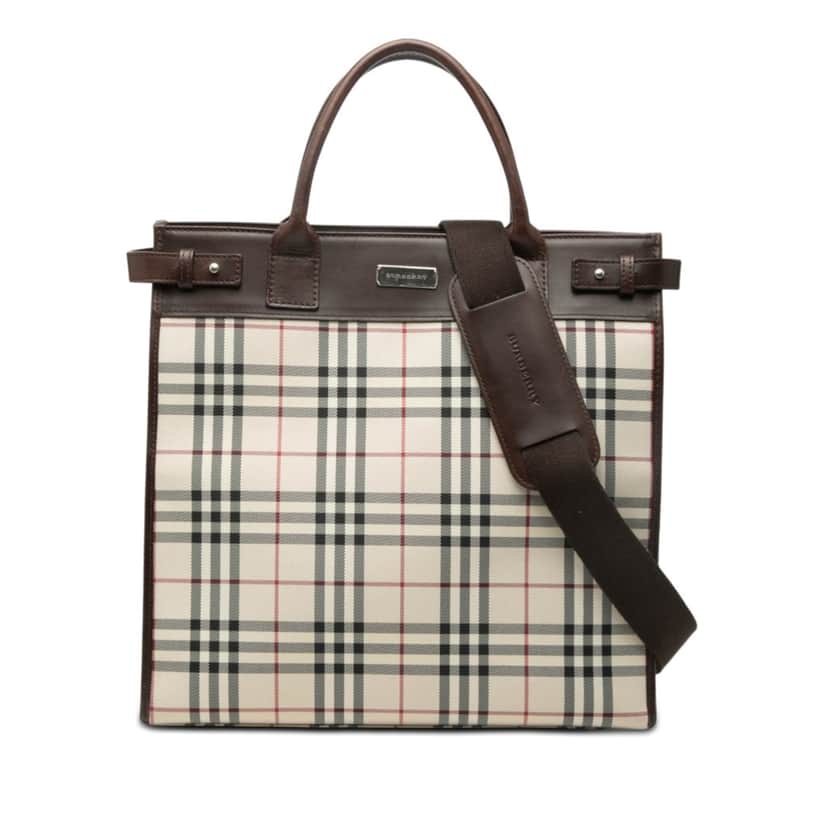 Burberry House Check Canvas Convertible Tote Beige Very good condition - Front View