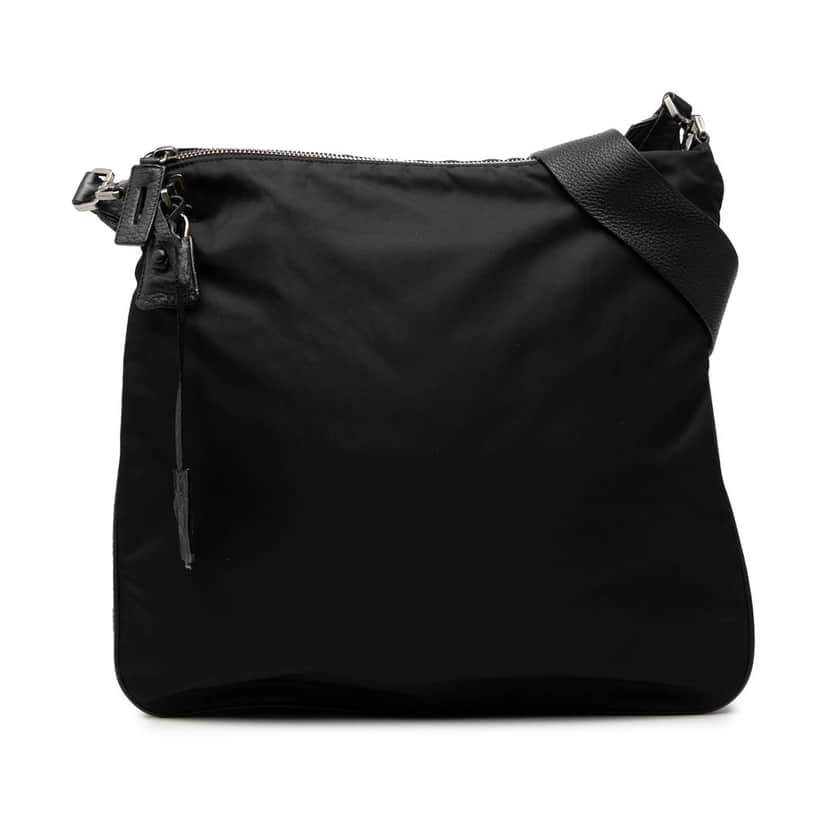 Prada Tessuto Zip Top Shoulder Bag Black Good condition - Front View