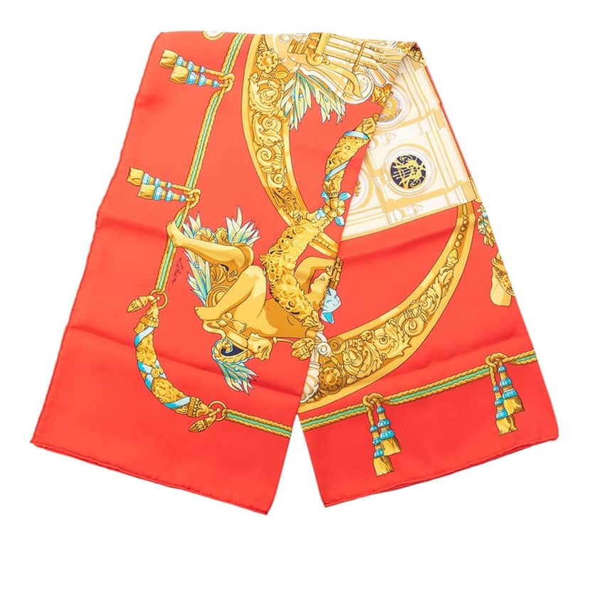 Hermès Hommage A Charles Garnier Silk Scarf 90 Red Very good condition - Front View