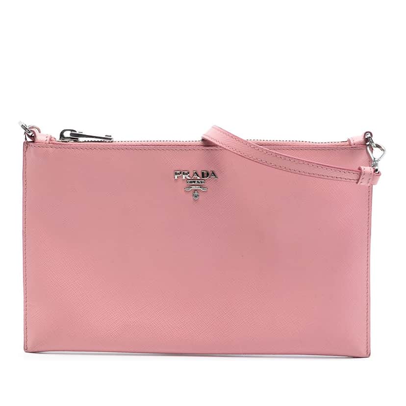 Prada Saffiano Shoulder Bag Pink Leather Very good condition - Front View