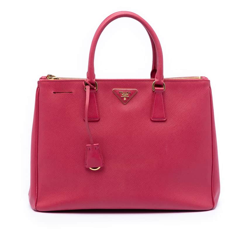 Prada Large Saffiano Lux Galleria Double Zip Satchel Pink Leather Very good condition - Front View