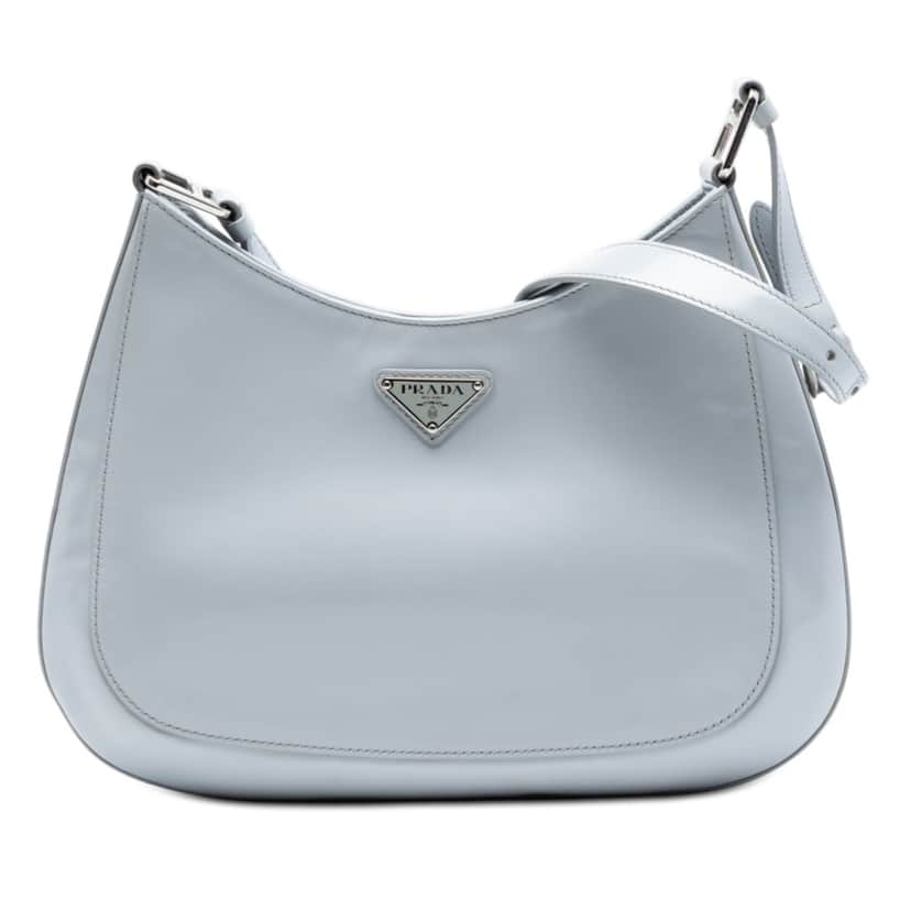 Prada Spazzolato Leather Cleo Shoulder Bag Blue Leather Very good condition - Front View