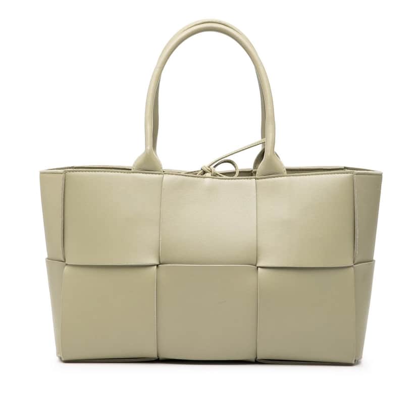 Bottega Veneta Small Nappa Maxi Intrecciato Arco Tote Green Leather Very good condition - Front View