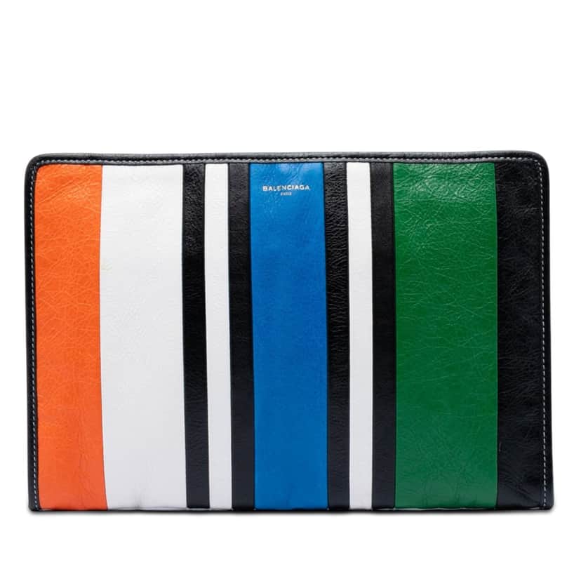 Balenciaga Lambskin Bazar Clutch Black Leather Very good condition - Front View