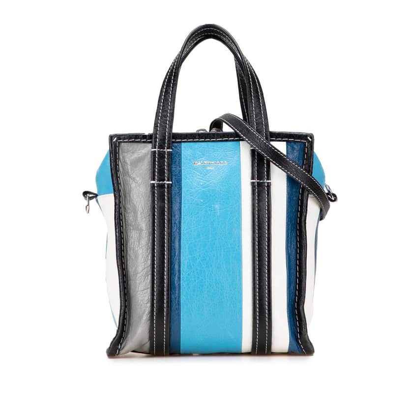 Balenciaga XS Lambskin Bazar Shopper Satchel Blue Leather Very good condition - Front View