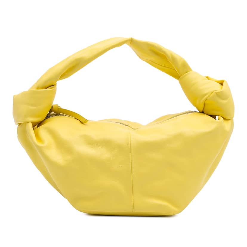 Bottega Veneta Mini Calfskin Double Knot Bag Yellow Leather Very good condition - Front View