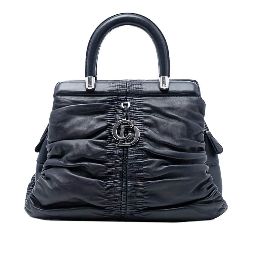 Dior Small Lambskin Karenina Frame Bag Blue Leather Very good condition - Front View