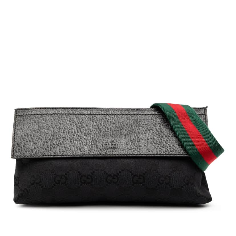 Gucci GG Canvas Web Crossbody Black Very good condition - Front View