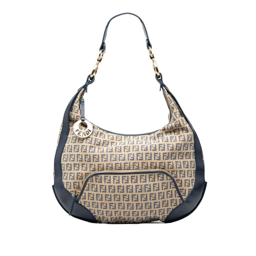 Fendi Zucchino Canvas Chef Pocket Hobo Beige Very good condition - Front View