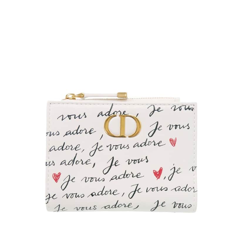 Dior Leather Je Vous Adore Heart Caro Dahlia Wallet White Leather Very good condition - Front View