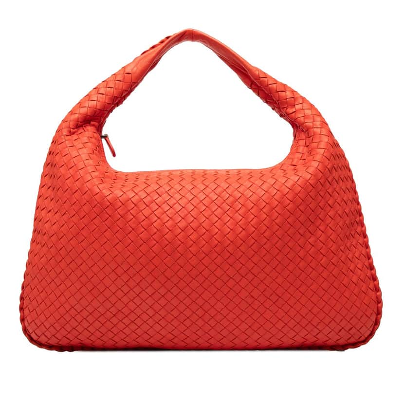 Bottega Veneta Medium Nappa Intrecciato Veneta Hobo Orange Leather Very good condition - Front View