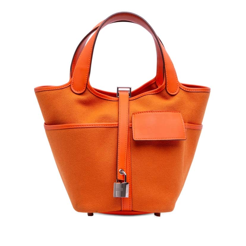 Hermès Toile Goeland and Swift Cargo Picotin Lock 18 Orange Very good condition - Front View