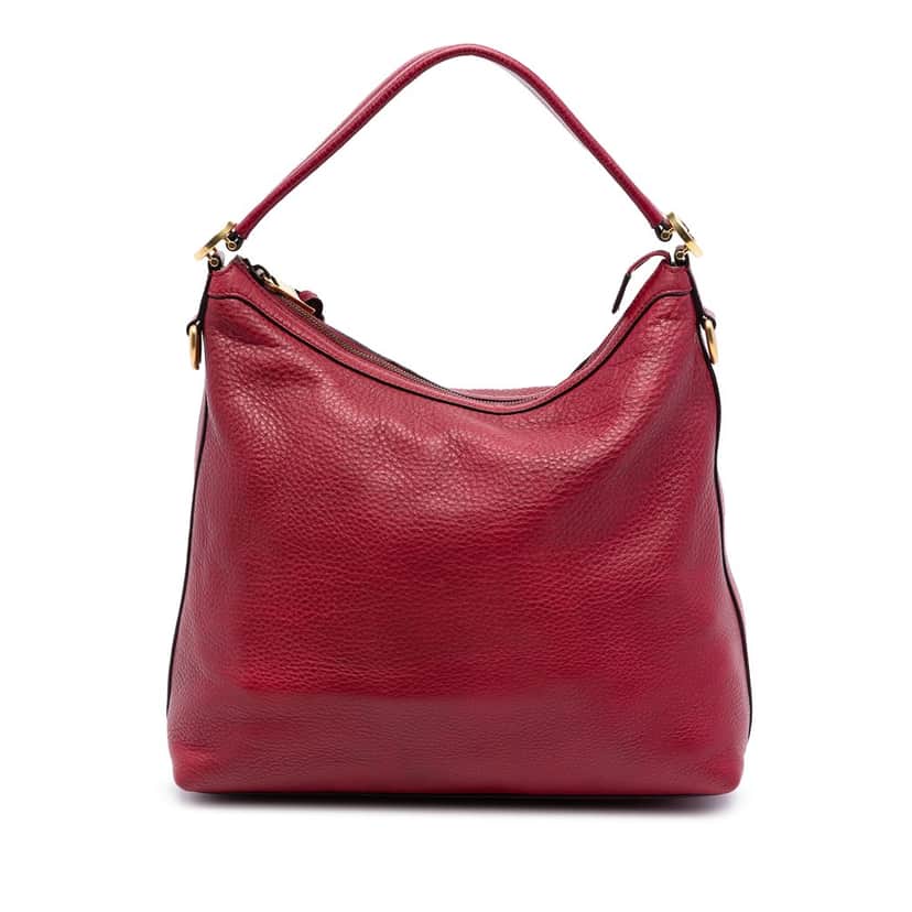 Gucci Small Grained Calfskin Miss GG Satchel Red Leather Very good condition - Front View