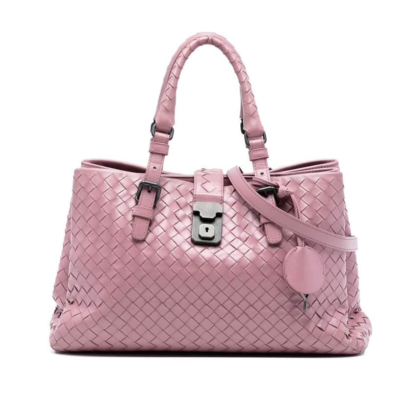 Bottega Veneta Small Nappa Intrecciato Roma Satchel Pink Leather Very good condition - Front View