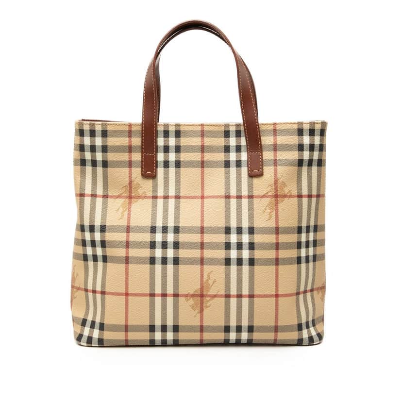 Burberry Haymarket Check Coated Canvas Tote Beige Very good condition - Front View