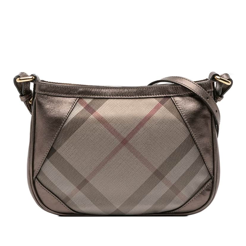 Burberry Supernova Check Canvas and Metallic Leather Crossbody Brown Very good condition - Front View