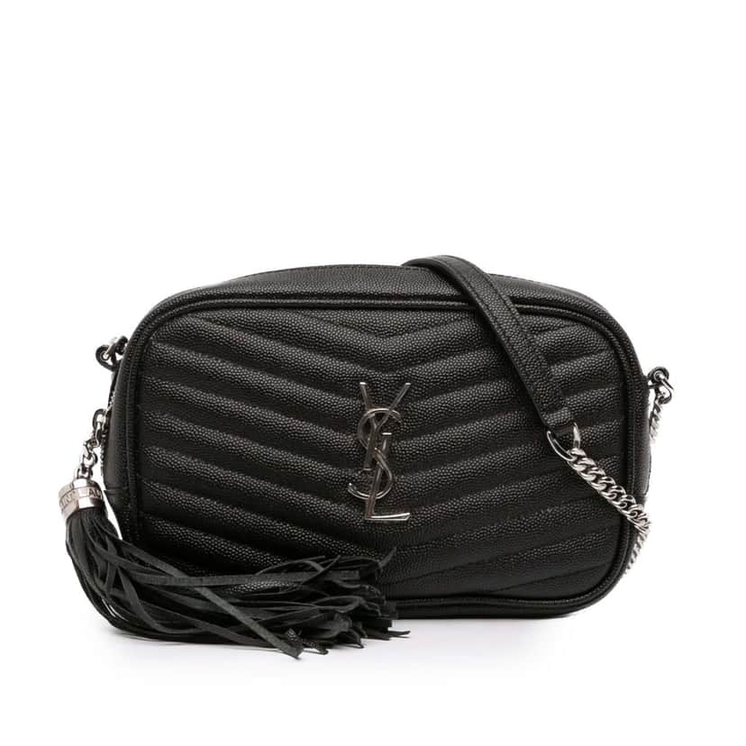 Saint Laurent Mini Grain de Poudre Monogram Lou Camera Bag Black Leather Very good condition - Front View