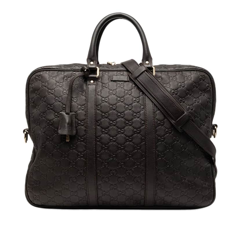 Gucci Guccissima Business Bag Brown Leather Very good condition - Front View