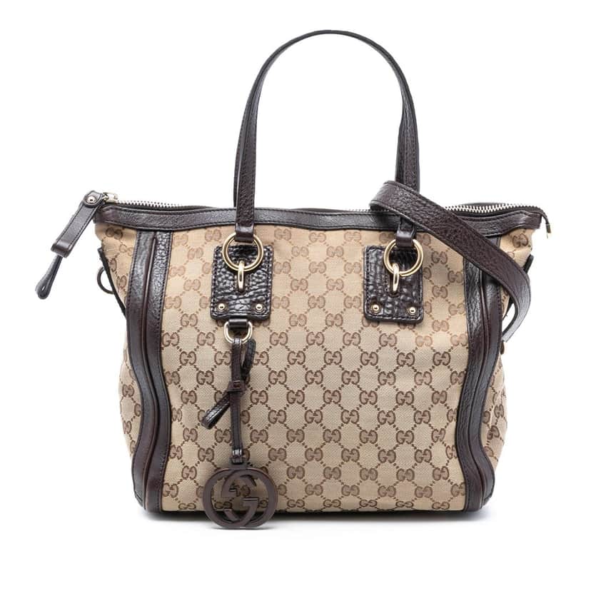Gucci Medium GG Canvas Charm Satchel Beige Very good condition - Front View