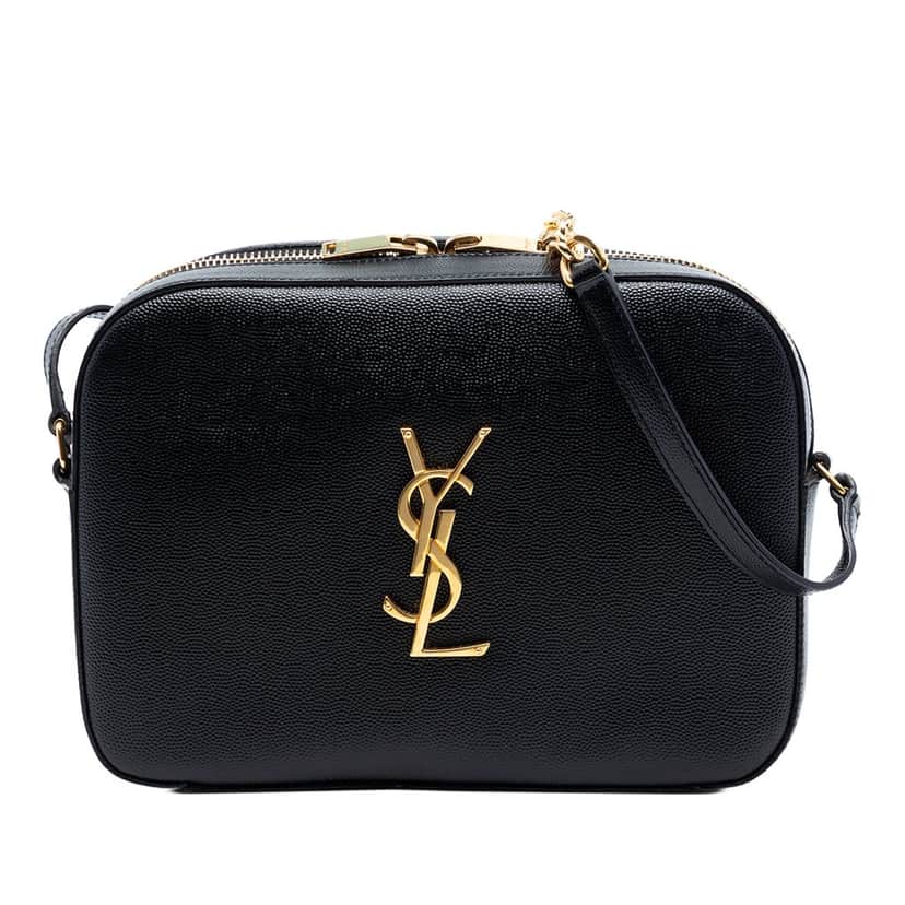 Saint Laurent Medium Grain De Poudre Classic Monogram Camera Bag Black Leather Very good condition - Front View