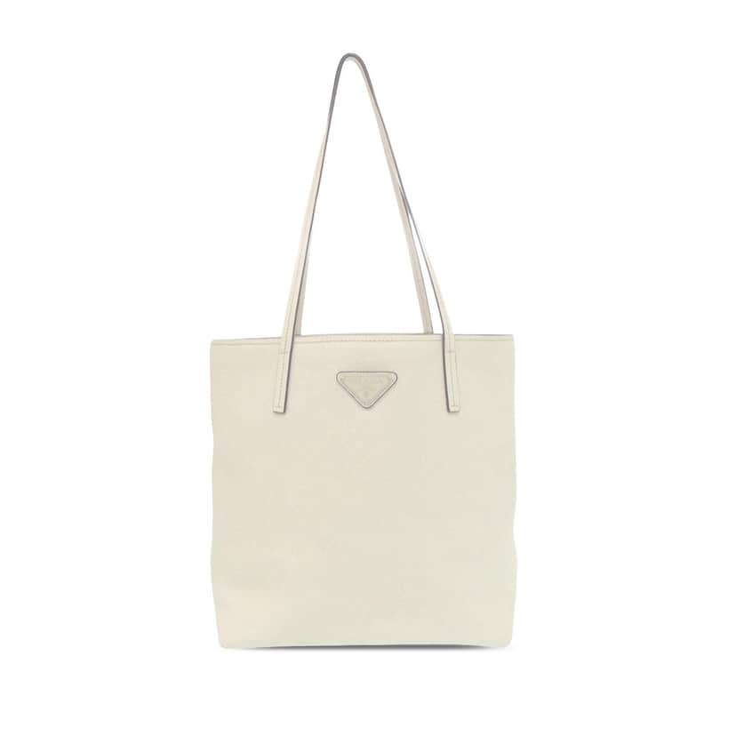 Prada Saffiano Lux Tote White Leather Very good condition - Front View