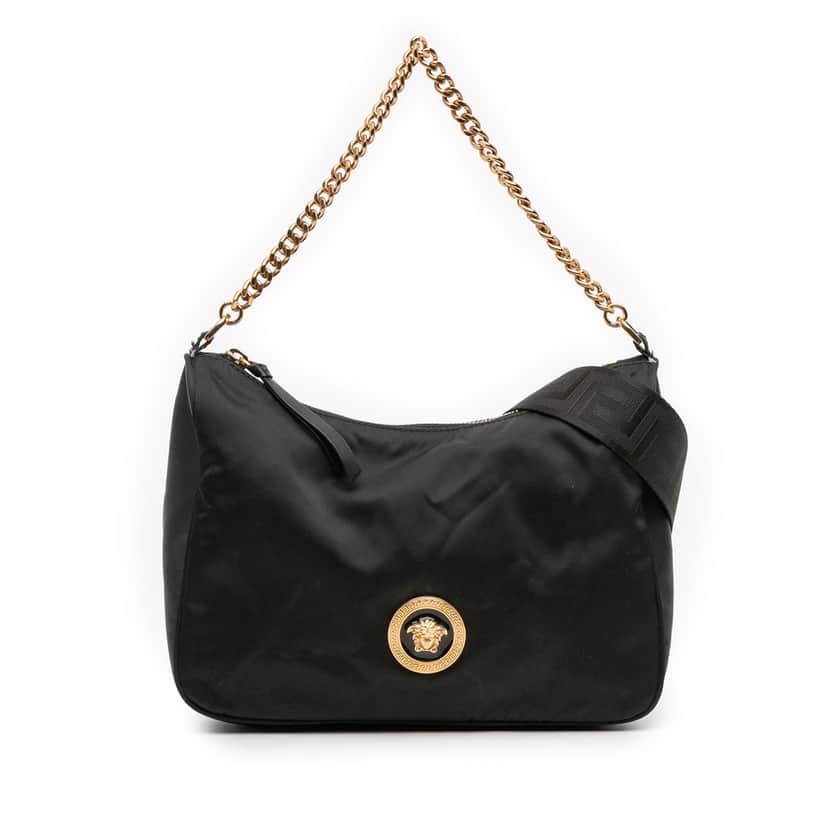 Versace Nylon Tribute La Medusa Chain Satchel Black Very good condition - Front View