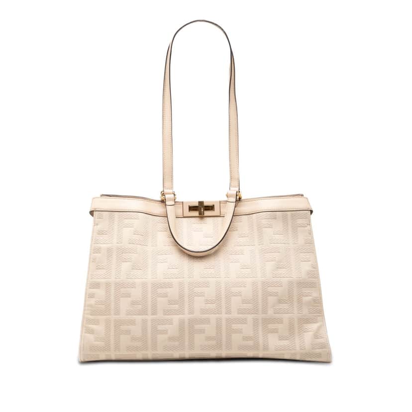 Fendi Zucca Embroidered Canvas Peekaboo X Tote Beige Very good condition - Front View