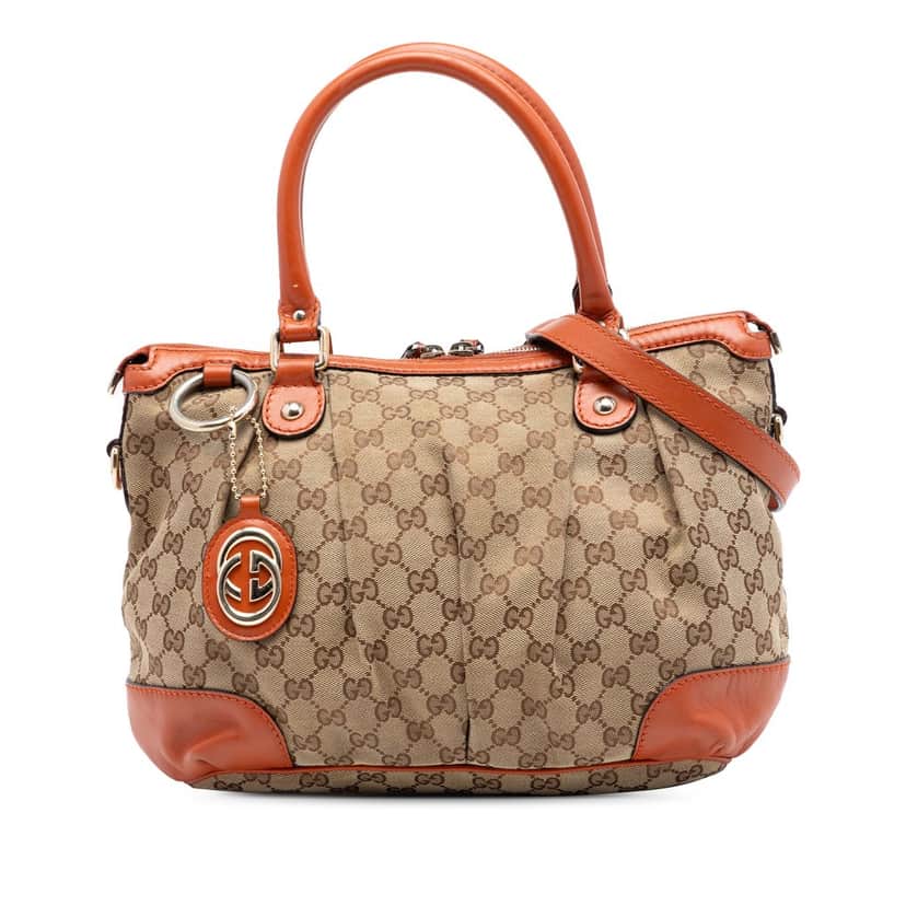 Gucci GG Canvas Sukey Satchel Beige Very good condition - Front View