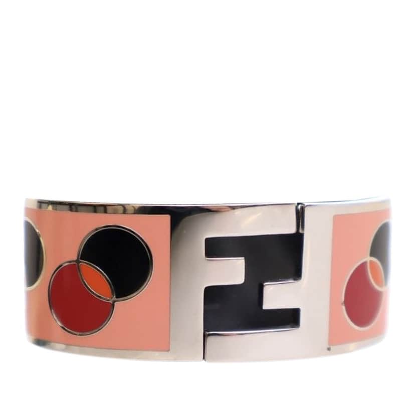 Fendi Enamel Fendista Hinged Bracelet Pink Very good condition - Front View
