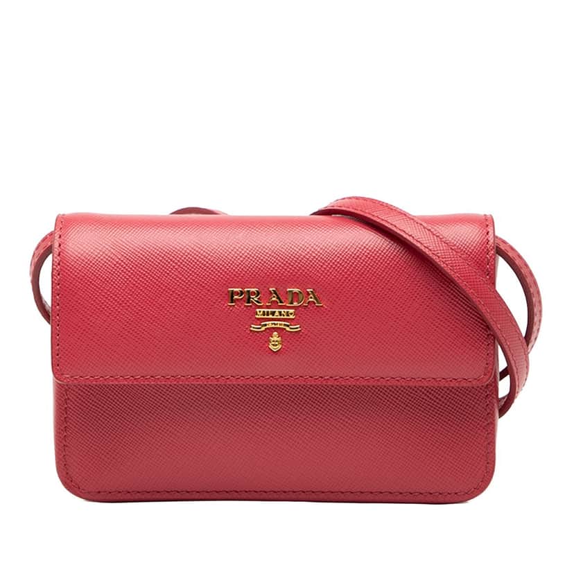 Prada Saffiano Crossbody Red Leather Very good condition - Front View
