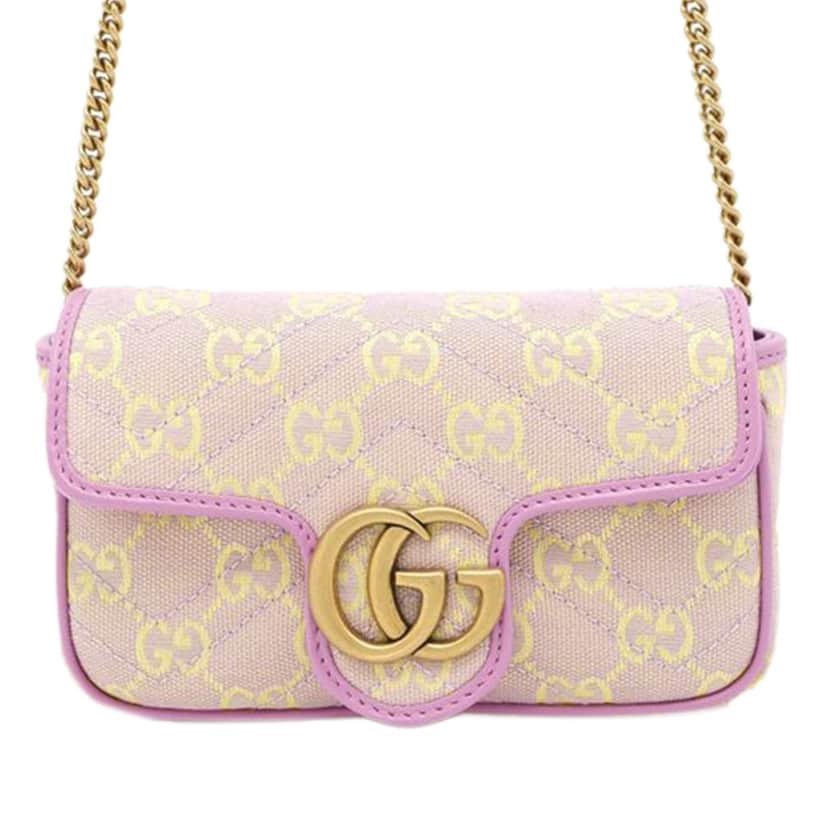 Gucci Super Mini GG Marmont Matelasse GG Canvas Flap Crossbody Purple Very good condition - Front View