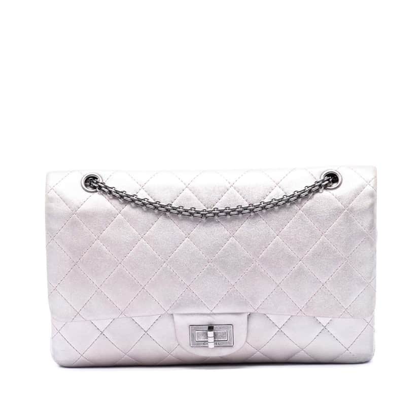 Chanel Quilted Iridescent Lambskin Reissue 2.55 Double Flap 227 Pink Leather Very good condition - Front View