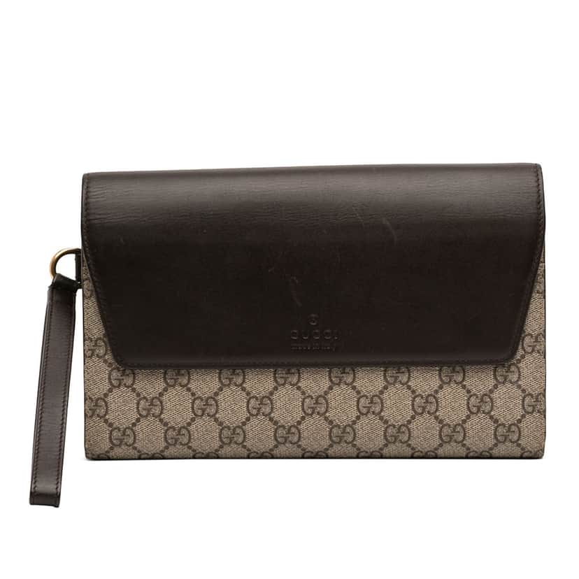 Gucci GG Supreme Clutch Beige Very good condition - Front View