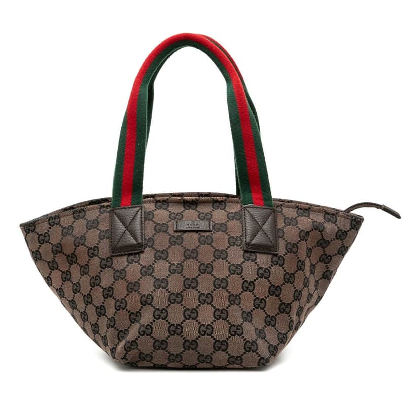 Gucci GG Canvas Web Tote Brown Very good condition - Front View