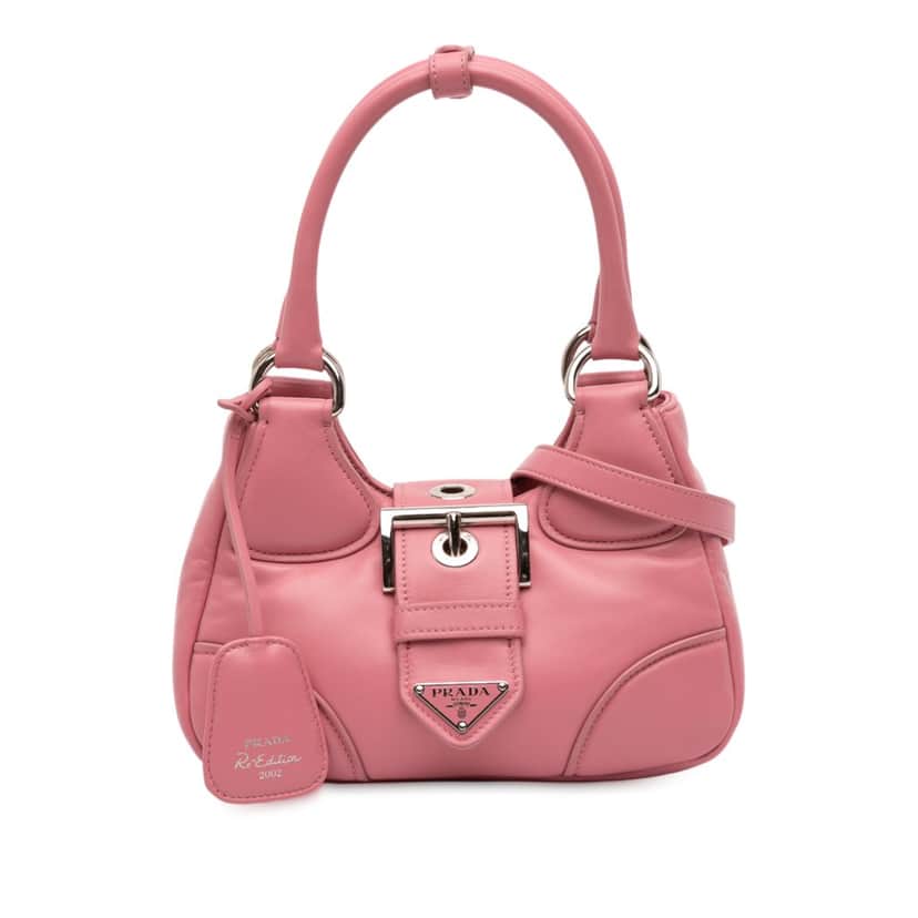 Prada Nappa Soft Padded Re Edition 2002 Moon Satchel Pink Leather Very good condition - Front View