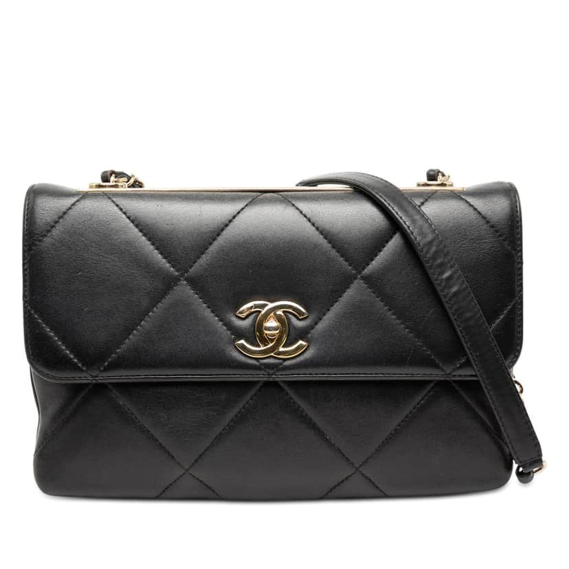 Chanel Quilted Lambskin Trendy CC Flap Black Leather Very good condition - Front View