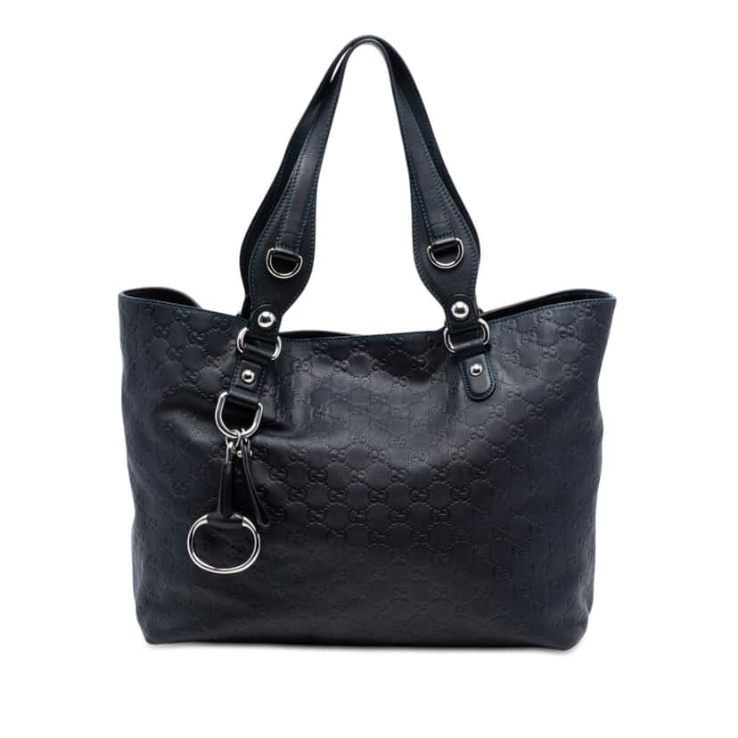 Gucci Medium Guccissima Icon Bit Tote Blue Leather Very good condition - Front View