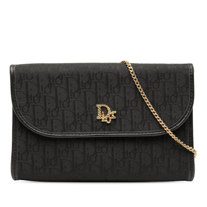 Dior Diorissimo Trotter Canvas Chain Crossbody Black Very good condition - Front View