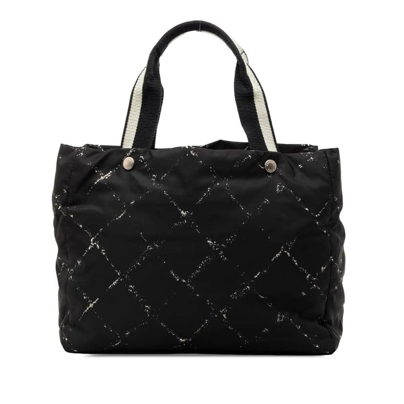 Chanel Old Travel Line Nylon Tote Black Very good condition - Front View