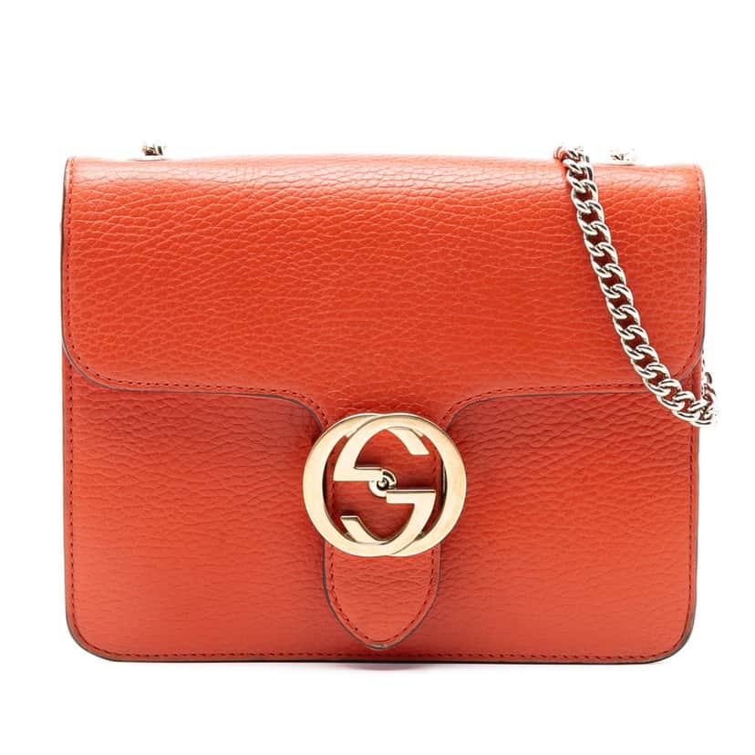 Gucci Small Dollar Calfskin Interlocking G Crossbody Orange Leather Very good condition - Front View