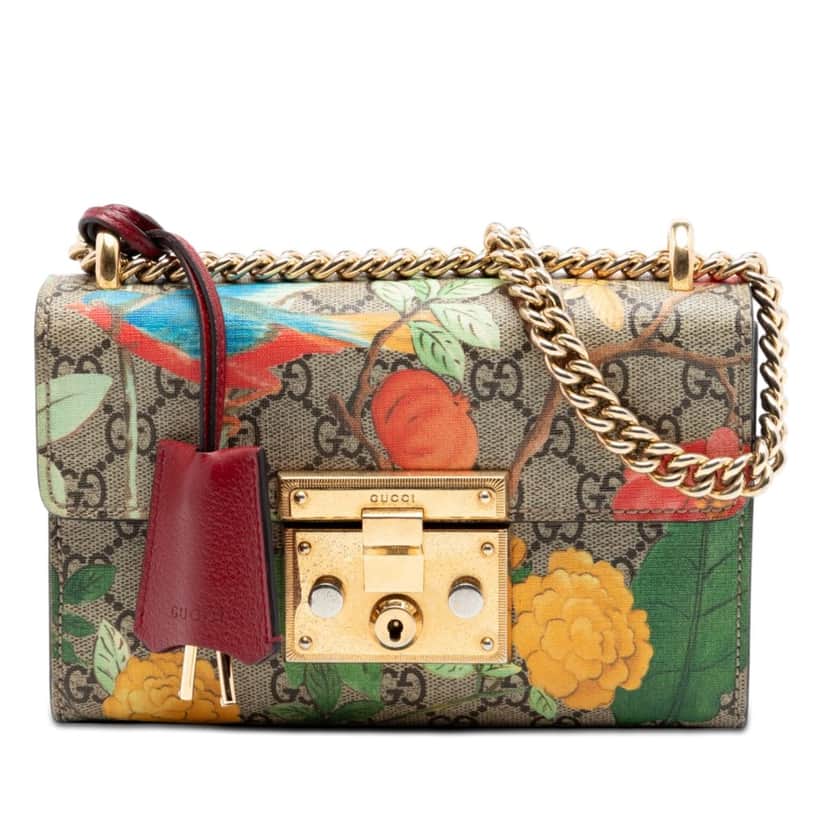 Gucci Small GG Supreme Tian Padlock Crossbody Beige Very good condition - Front View