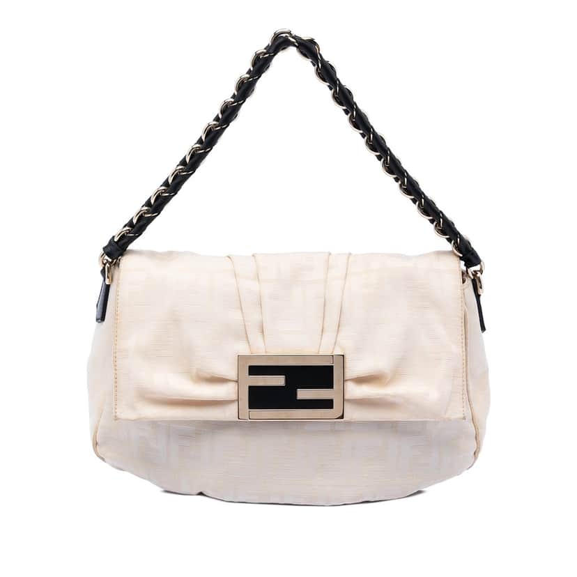 Fendi Zucca Canvas Mia Flap Shoulder Bag Brown Very good condition - Front View