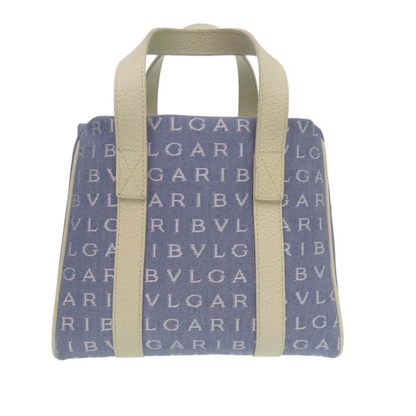Bvlgari Mini Denim Logomania Tote Blue Very good condition - Front View