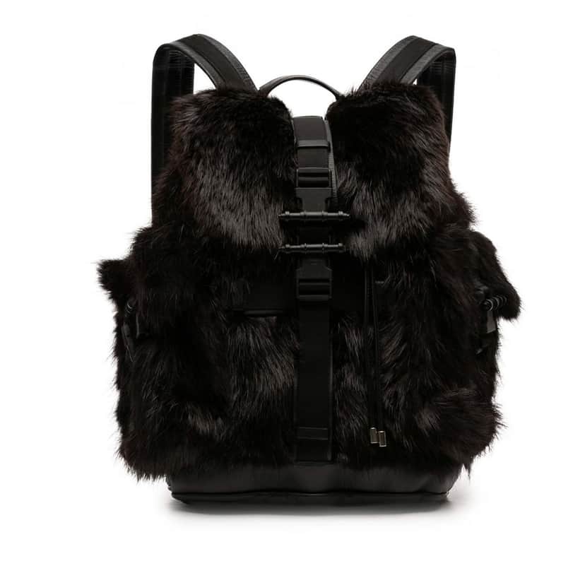 Givenchy Leather and Fur Obsedia Backpack Black Very good condition - Front View