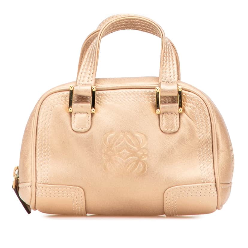 Loewe Micro Metallic Leather Amazona Satchel Gold Leather Very good condition - Front View