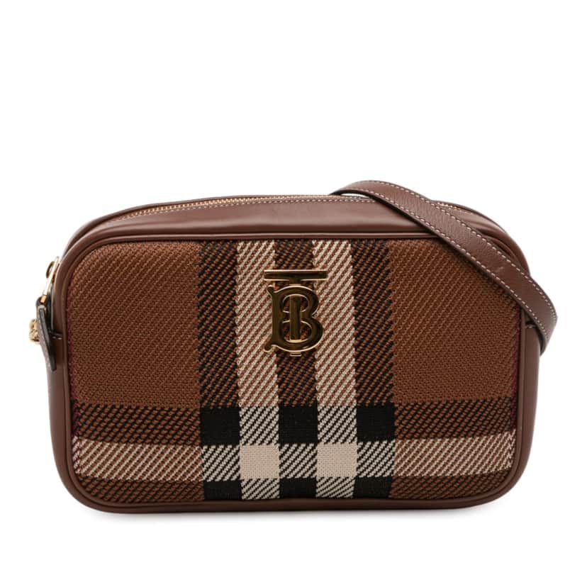 Burberry Small Knitted Check Lola Camera Bag Brown Very good condition - Front View