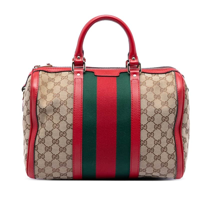 Gucci Medium GG Canvas Web Joy Boston Bag Beige Very good condition - Front View