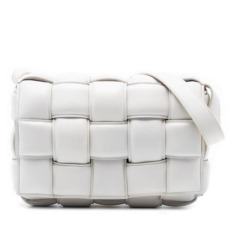 Bottega Veneta Nappa Intrecciato Padded Cassette Crossbody White Leather Very good condition - Front View