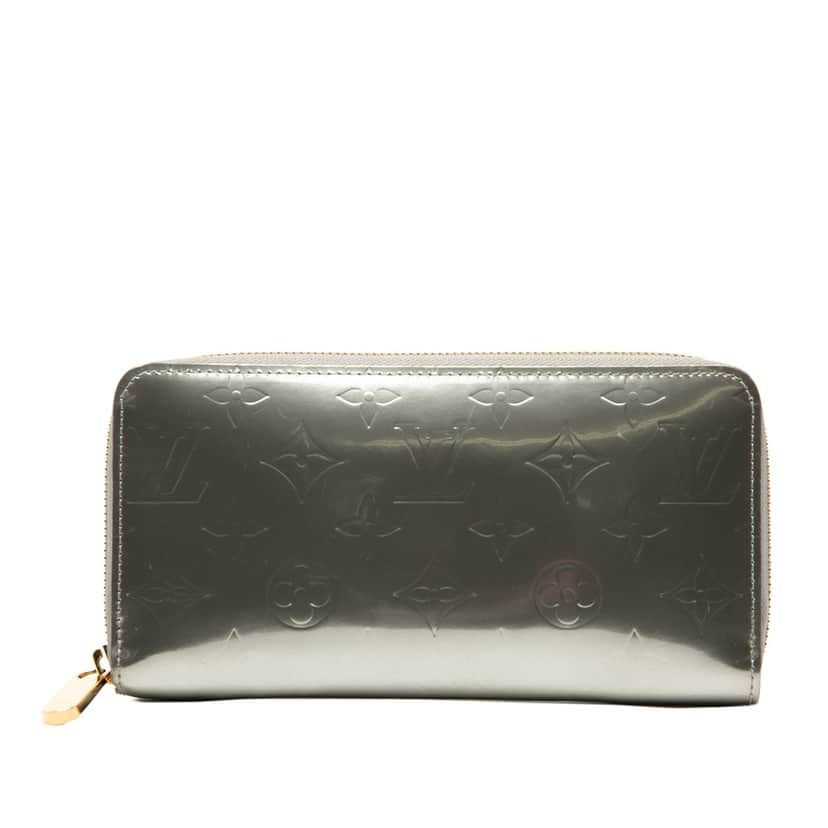 Louis Vuitton Monogram Vernis Zippy Long Wallet Silver Leather Very good condition - Front View