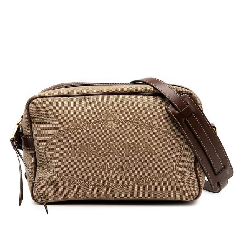 Prada Canvas Canapa Logo Crossbody Beige Very good condition - Front View